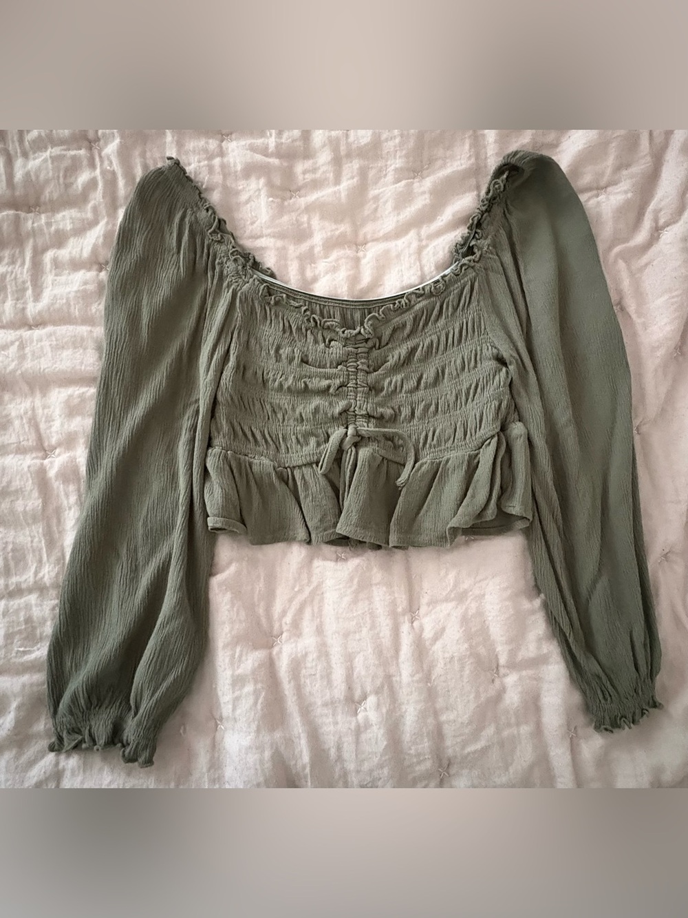 Bluebell Collection Green Ruched Crop Top